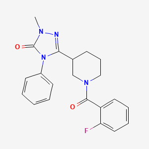 molecular formula C21H21FN4O2 B11189031 3-(1-(2-fluorobenzoyl)piperidin-3-yl)-1-methyl-4-phenyl-1H-1,2,4-triazol-5(4H)-one 