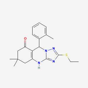 2-(ethylsulfanyl)-6,6-dimethyl-9-(2-methylphenyl)-5,6,7,9-tetrahydro[1,2,4]triazolo[5,1-b]quinazolin-8(4H)-one