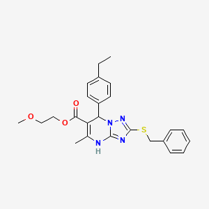 molecular formula C25H28N4O3S B11189062 2-Methoxyethyl 2-(benzylsulfanyl)-7-(4-ethylphenyl)-5-methyl-4,7-dihydro[1,2,4]triazolo[1,5-a]pyrimidine-6-carboxylate 