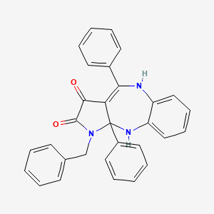 molecular formula C30H23N3O2 B11189202 1-Benzyl-4,10a-diphenyl-1,5,10,10a-tetrahydropyrrolo[2,3-b][1,5]benzodiazepine-2,3-dione 