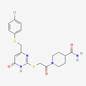 1-{[(4-{[(4-Chlorophenyl)sulfanyl]methyl}-6-hydroxypyrimidin-2-yl)sulfanyl]acetyl}piperidine-4-carboxamide