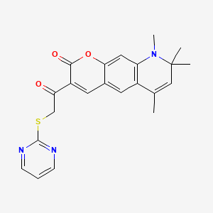 6,8,8,9-tetramethyl-3-[(pyrimidin-2-ylsulfanyl)acetyl]-8,9-dihydro-2H-pyrano[3,2-g]quinolin-2-one