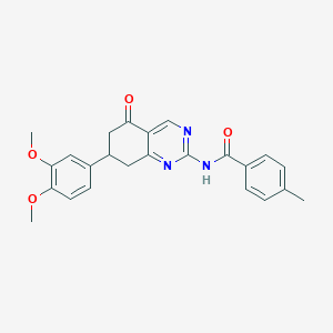 molecular formula C24H23N3O4 B11189256 N-[7-(3,4-dimethoxyphenyl)-5-oxo-5,6,7,8-tetrahydroquinazolin-2-yl]-4-methylbenzamide 