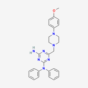 molecular formula C27H29N7O B11189274 6-{[4-(4-methoxyphenyl)piperazin-1-yl]methyl}-N,N-diphenyl-1,3,5-triazine-2,4-diamine 