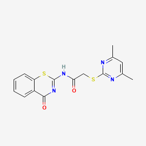 molecular formula C16H14N4O2S2 B11189315 2-[(4,6-dimethylpyrimidin-2-yl)sulfanyl]-N-[(2Z)-4-oxo-3,4-dihydro-2H-1,3-benzothiazin-2-ylidene]acetamide 