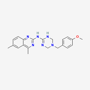 N-[5-(4-methoxybenzyl)-1,4,5,6-tetrahydro-1,3,5-triazin-2-yl]-4,6-dimethylquinazolin-2-amine