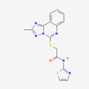 molecular formula C15H12N6OS2 B11189389 2-[(2-methyl[1,2,4]triazolo[1,5-c]quinazolin-5-yl)sulfanyl]-N-(1,3-thiazol-2-yl)acetamide 