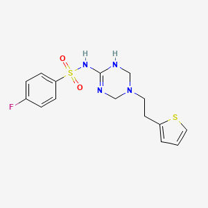 molecular formula C15H17FN4O2S2 B11189414 4-fluoro-N-{5-[2-(thiophen-2-yl)ethyl]-1,4,5,6-tetrahydro-1,3,5-triazin-2-yl}benzenesulfonamide 