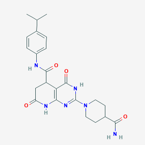 2-(4-carbamoylpiperidin-1-yl)-4,7-dioxo-N-[4-(propan-2-yl)phenyl]-3,4,5,6,7,8-hexahydropyrido[2,3-d]pyrimidine-5-carboxamide