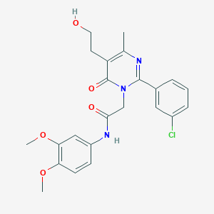 molecular formula C23H24ClN3O5 B11189463 2-[2-(3-chlorophenyl)-5-(2-hydroxyethyl)-4-methyl-6-oxopyrimidin-1(6H)-yl]-N-(3,4-dimethoxyphenyl)acetamide 