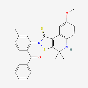 molecular formula C27H24N2O2S2 B11189553 [2-(8-methoxy-4,4-dimethyl-1-thioxo-4,5-dihydroisothiazolo[5,4-c]quinolin-2(1H)-yl)-4-methylphenyl](phenyl)methanone 