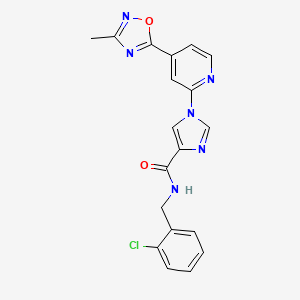 molecular formula C19H15ClN6O2 B11189566 N-(2-chlorobenzyl)-1-[4-(3-methyl-1,2,4-oxadiazol-5-yl)pyridin-2-yl]-1H-imidazole-4-carboxamide 