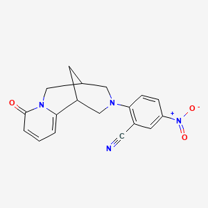 molecular formula C18H16N4O3 B11189643 5-nitro-2-(8-oxo-1,5,6,8-tetrahydro-2H-1,5-methanopyrido[1,2-a][1,5]diazocin-3(4H)-yl)benzonitrile CAS No. 442531-31-9