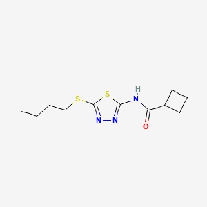 molecular formula C11H17N3OS2 B11189683 N-(5-(butylthio)-1,3,4-thiadiazol-2-yl)cyclobutanecarboxamide 