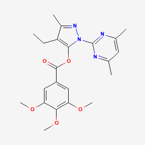 molecular formula C22H26N4O5 B11189698 1-(4,6-dimethylpyrimidin-2-yl)-4-ethyl-3-methyl-1H-pyrazol-5-yl 3,4,5-trimethoxybenzoate 