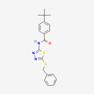 molecular formula C20H21N3OS2 B11189708 N-(5-(benzylthio)-1,3,4-thiadiazol-2-yl)-4-(tert-butyl)benzamide 