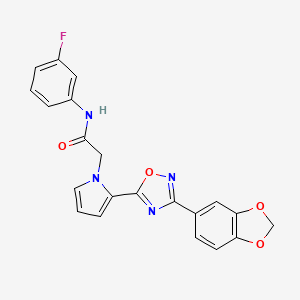 molecular formula C21H15FN4O4 B11189714 2-{2-[3-(1,3-benzodioxol-5-yl)-1,2,4-oxadiazol-5-yl]-1H-pyrrol-1-yl}-N-(3-fluorophenyl)acetamide 