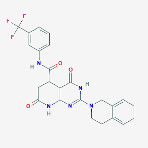 molecular formula C24H20F3N5O3 B11189775 2-(3,4-dihydroisoquinolin-2(1H)-yl)-4,7-dioxo-N-[3-(trifluoromethyl)phenyl]-3,4,5,6,7,8-hexahydropyrido[2,3-d]pyrimidine-5-carboxamide 