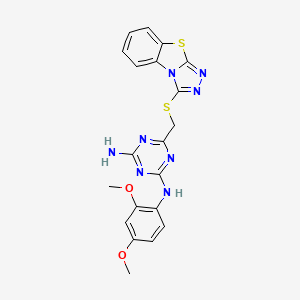 N-(2,4-dimethoxyphenyl)-6-[([1,2,4]triazolo[3,4-b][1,3]benzothiazol-3-ylsulfanyl)methyl]-1,3,5-triazine-2,4-diamine