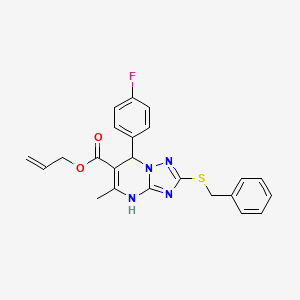 molecular formula C23H21FN4O2S B11189789 Prop-2-en-1-yl 2-(benzylsulfanyl)-7-(4-fluorophenyl)-5-methyl-4,7-dihydro[1,2,4]triazolo[1,5-a]pyrimidine-6-carboxylate 