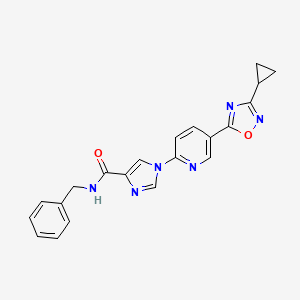 molecular formula C21H18N6O2 B11189802 N-benzyl-1-[5-(3-cyclopropyl-1,2,4-oxadiazol-5-yl)pyridin-2-yl]-1H-imidazole-4-carboxamide 