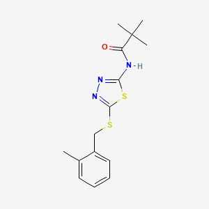 molecular formula C15H19N3OS2 B11189808 N-(5-((2-methylbenzyl)thio)-1,3,4-thiadiazol-2-yl)pivalamide 