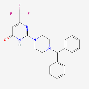 molecular formula C22H21F3N4O B11189843 2-[4-(diphenylmethyl)piperazin-1-yl]-6-(trifluoromethyl)pyrimidin-4(3H)-one 