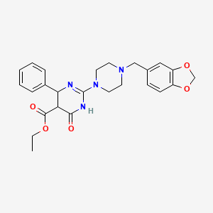 molecular formula C25H28N4O5 B11189845 Ethyl 2-[4-(1,3-benzodioxol-5-ylmethyl)piperazin-1-yl]-4-oxo-6-phenyl-1,4,5,6-tetrahydropyrimidine-5-carboxylate 