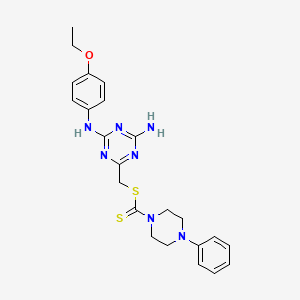 {4-Amino-6-[(4-ethoxyphenyl)amino]-1,3,5-triazin-2-yl}methyl 4-phenylpiperazine-1-carbodithioate