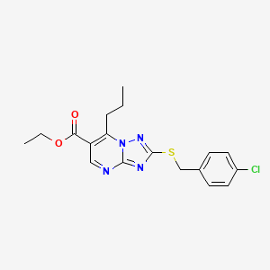 molecular formula C18H19ClN4O2S B11189902 Ethyl 2-[(4-chlorobenzyl)sulfanyl]-7-propyl[1,2,4]triazolo[1,5-a]pyrimidine-6-carboxylate 