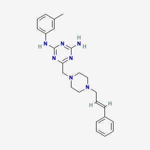 N-(3-methylphenyl)-6-({4-[(2E)-3-phenylprop-2-en-1-yl]piperazin-1-yl}methyl)-1,3,5-triazine-2,4-diamine