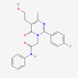 molecular formula C21H20FN3O3 B11189947 2-[2-(4-fluorophenyl)-5-(2-hydroxyethyl)-4-methyl-6-oxopyrimidin-1(6H)-yl]-N-phenylacetamide 