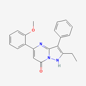 molecular formula C21H19N3O2 B11189948 2-Ethyl-5-(2-methoxyphenyl)-3-phenyl-4H,7H-pyrazolo[1,5-A]pyrimidin-7-one 