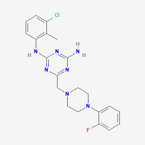 molecular formula C21H23ClFN7 B11190009 N-(3-chloro-2-methylphenyl)-6-{[4-(2-fluorophenyl)piperazin-1-yl]methyl}-1,3,5-triazine-2,4-diamine 