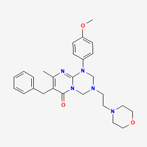 molecular formula C27H33N5O3 B11190010 7-benzyl-1-(4-methoxyphenyl)-8-methyl-3-(2-morpholinoethyl)-1,2,3,4-tetrahydro-6H-pyrimido[1,2-a][1,3,5]triazin-6-one 