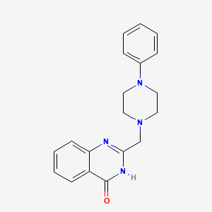 molecular formula C19H20N4O B11190019 4(3H)-Quinazolinone, 2-((4-phenyl-1-piperazinyl)methyl)- CAS No. 19062-53-4