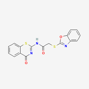 2-(1,3-benzoxazol-2-ylsulfanyl)-N-[(2Z)-4-oxo-3,4-dihydro-2H-1,3-benzothiazin-2-ylidene]acetamide