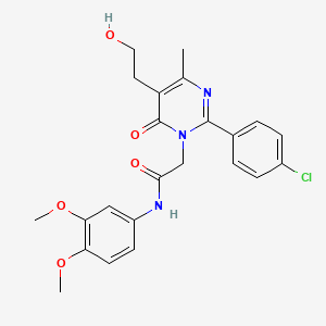 molecular formula C23H24ClN3O5 B11190068 2-[2-(4-chlorophenyl)-5-(2-hydroxyethyl)-4-methyl-6-oxopyrimidin-1(6H)-yl]-N-(3,4-dimethoxyphenyl)acetamide 