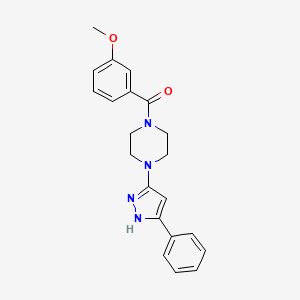 molecular formula C21H22N4O2 B11190088 (3-methoxyphenyl)(4-(3-phenyl-1H-pyrazol-5-yl)piperazin-1-yl)methanone 