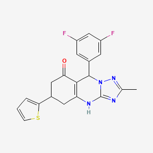 molecular formula C20H16F2N4OS B11190089 9-(3,5-difluorophenyl)-2-methyl-6-(thiophen-2-yl)-5,6,7,9-tetrahydro[1,2,4]triazolo[5,1-b]quinazolin-8(4H)-one 