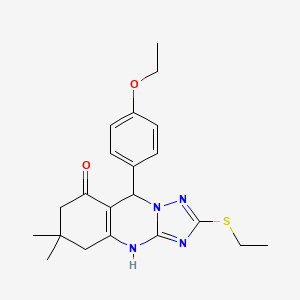 molecular formula C21H26N4O2S B11190133 9-(4-ethoxyphenyl)-2-(ethylsulfanyl)-6,6-dimethyl-5,6,7,9-tetrahydro[1,2,4]triazolo[5,1-b]quinazolin-8(4H)-one 