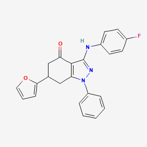 3-[(4-fluorophenyl)amino]-6-(furan-2-yl)-1-phenyl-1,5,6,7-tetrahydro-4H-indazol-4-one