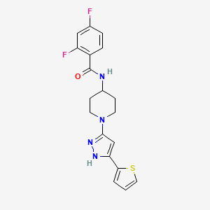 2,4-Difluoro-N-{1-[3-(thiophen-2-YL)-1H-pyrazol-5-YL]piperidin-4-YL}benzamide