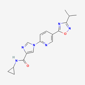 molecular formula C17H18N6O2 B11190186 N-cyclopropyl-1-{5-[3-(propan-2-yl)-1,2,4-oxadiazol-5-yl]pyridin-2-yl}-1H-imidazole-4-carboxamide 