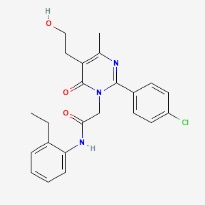 molecular formula C23H24ClN3O3 B11190256 2-[2-(4-chlorophenyl)-5-(2-hydroxyethyl)-4-methyl-6-oxopyrimidin-1(6H)-yl]-N-(2-ethylphenyl)acetamide 