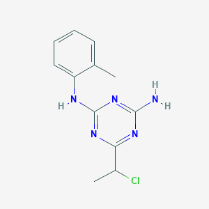 molecular formula C12H14ClN5 B11190306 6-(1-chloroethyl)-N-(2-methylphenyl)-1,3,5-triazine-2,4-diamine 