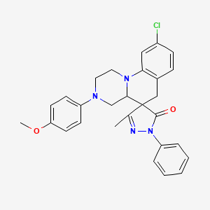 9-chloro-3-(4-methoxyphenyl)-5'-methyl-2'-phenyl-2,3,4,4a-tetrahydro-1H,6H-spiro[pyrazino[1,2-a]quinoline-5,4'-pyrazol]-3'(2'H)-one