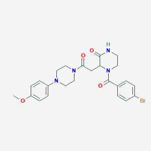 molecular formula C24H27BrN4O4 B11190341 4-(4-bromobenzoyl)-3-{2-[4-(4-methoxyphenyl)piperazino]-2-oxoethyl}tetrahydro-2(1H)-pyrazinone 