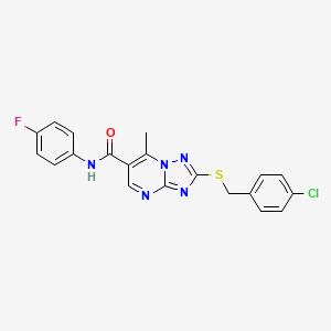 2-[(4-chlorobenzyl)sulfanyl]-N-(4-fluorophenyl)-7-methyl[1,2,4]triazolo[1,5-a]pyrimidine-6-carboxamide