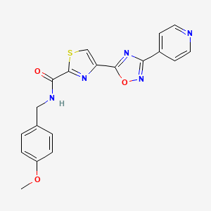 molecular formula C19H15N5O3S B11190442 N-(4-methoxybenzyl)-4-[3-(pyridin-4-yl)-1,2,4-oxadiazol-5-yl]-1,3-thiazole-2-carboxamide 